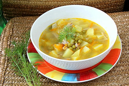 Рецепт супа картофельного с зеленым горошком как в детском саду | Меню недели