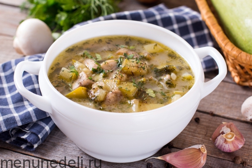 Рецепт супа из кабачков с грибами | Меню недели