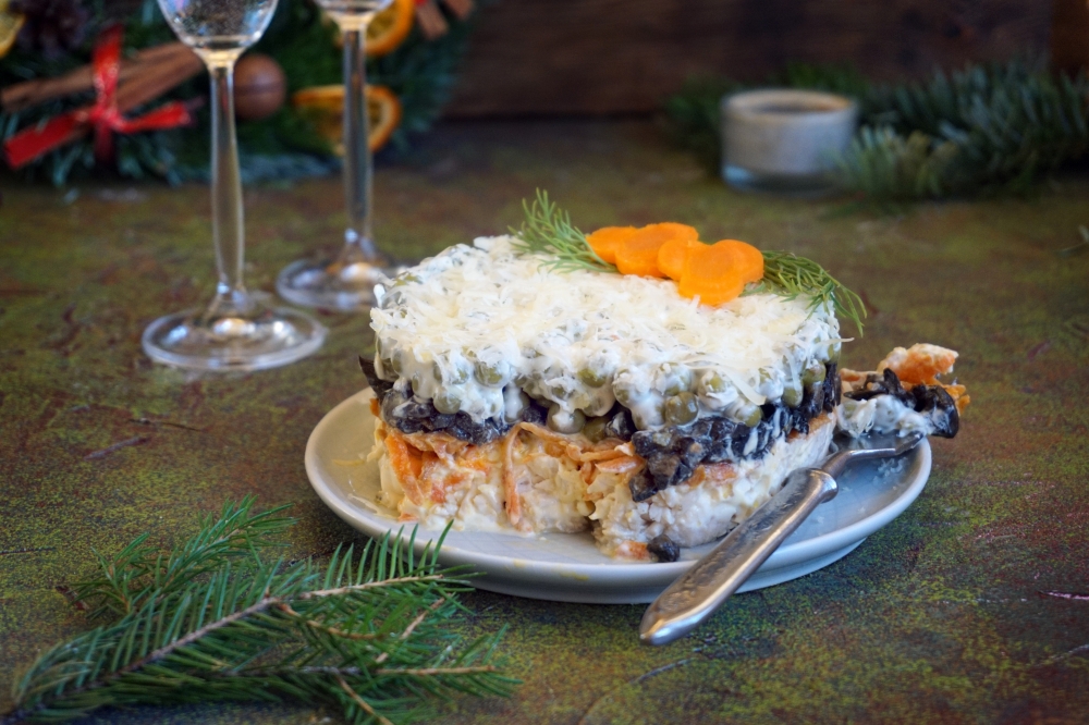 Салат с курицей и грибами: рецепт пошаговый с фото | Меню недели