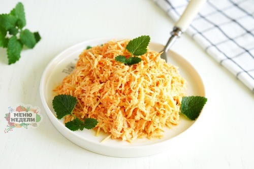 Морковь с чесноком, сыром и майонезом